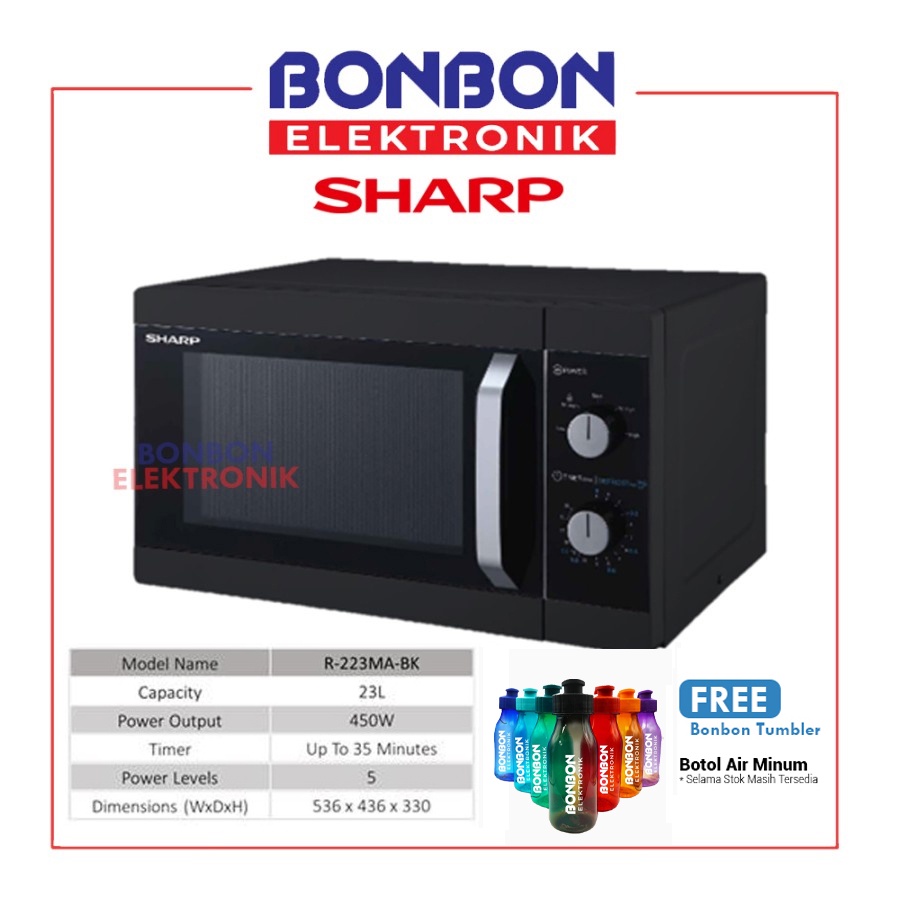 Sharp Microwave Solo R-223MA-BK 23 Liter 450 Watt / R 223MA BK 23L