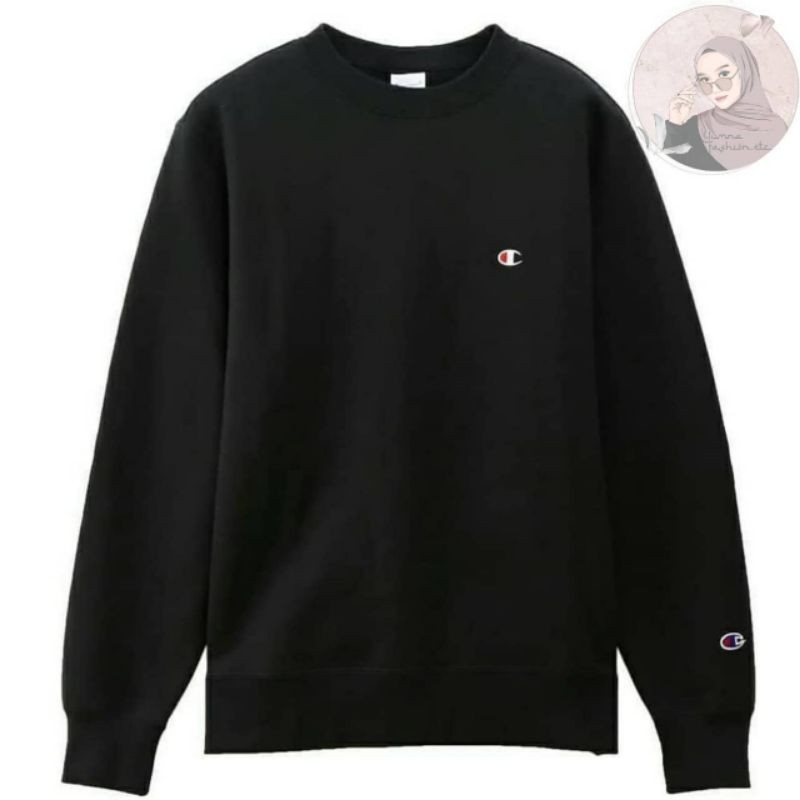 Sweater Crewneck Champion Original Hitam Basic