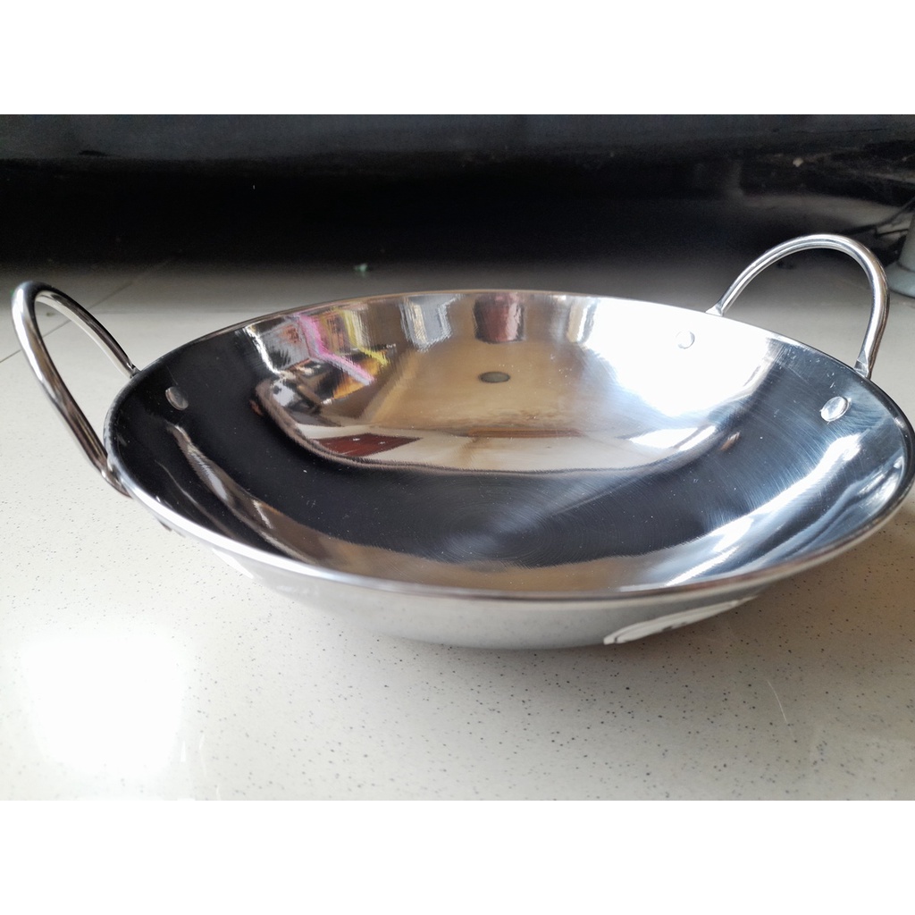 Wajan Kuali Mini 8" Stainless Steel Anti Karat, Anti Lengket dan Tebal