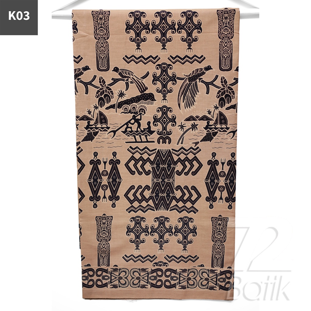 KAIN BATIK PREMIUM Bahan Katun Motif Burung Adat Warna Cream 721199 Cap 72 Jarik Jarit Samping Kebat Panjang Batik Katun Modern Premium Bahan Seragam Batik Pernikahan Kantor Keluarga Murah Kamen Jadi Batik Bali Lembaran