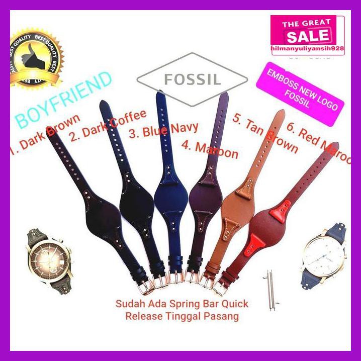 T7Rur66- Double Strap / Kulit Jam / Tali Jam Tangan Fossil Boyfriend - Dark Yellow R5Ete57-
