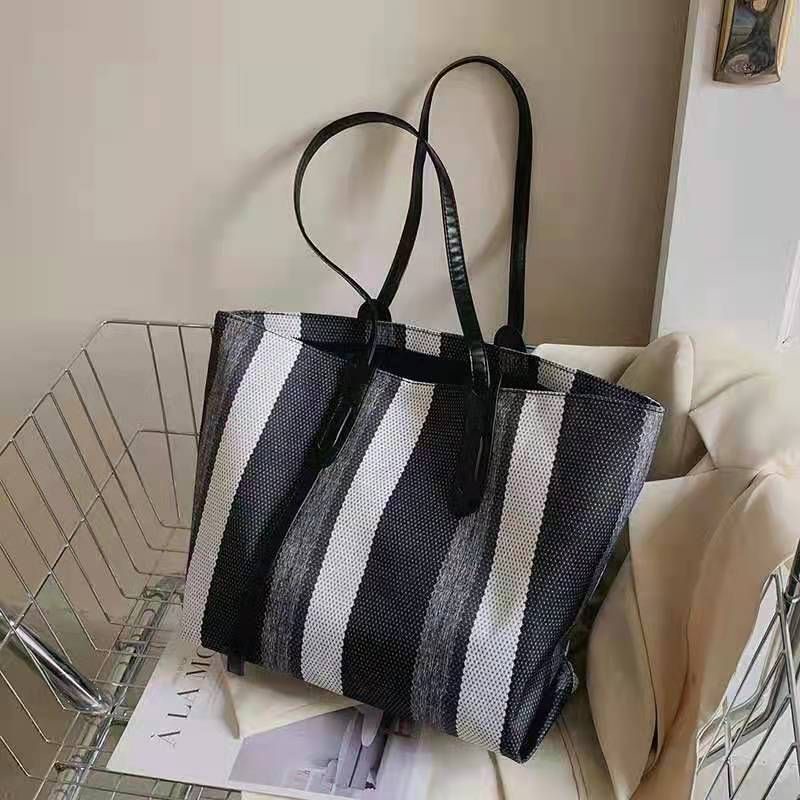 LT 2037 RISCE TAS TOTE MOTIF SALUR IMPORT WANITA CEWEK PEREMPUAN JAKARTA BATAM