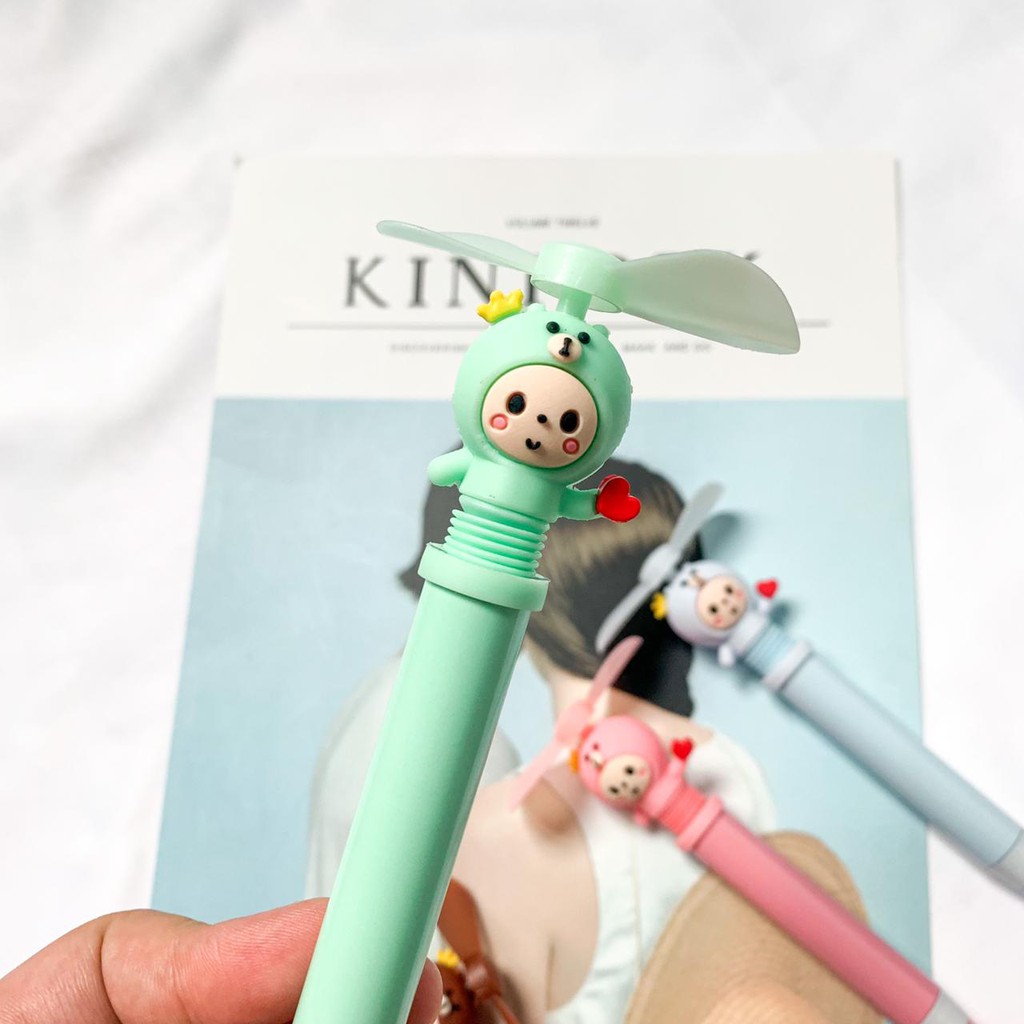 Kipas dengan pulpen bentuk boneka lucu gel kipas mini alat tulis sekolah unik souvenir JAKARTA COD-2