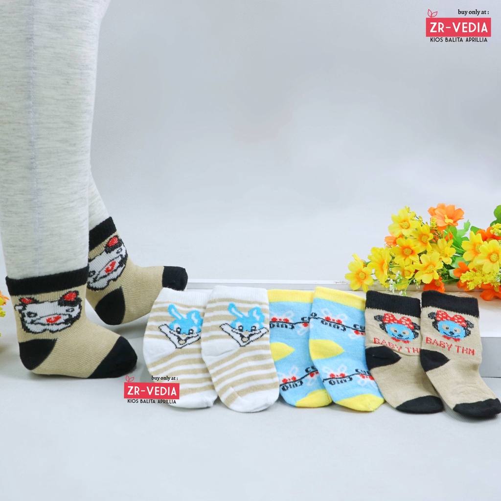 ( ISI 3 PASANG) Kaos Kaki Bayi Polos Warna Kaos Kaki New Born - 12 Month / SNI Baby Socks Sepatu Bayi Kiosbalitaaprillia