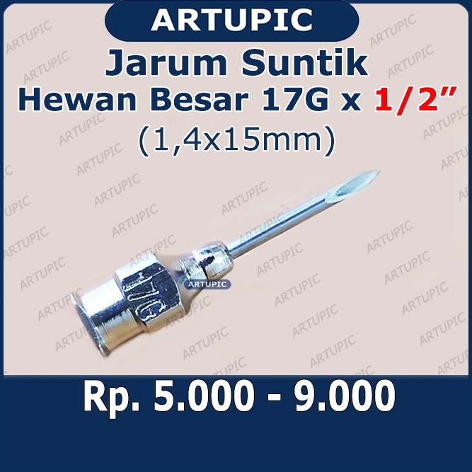 Jarum Suntik Hewan Besar 17G x 1/2 inch Vaksin Ternak Sapi Babi Kuda Vet Needle Stainless Steel