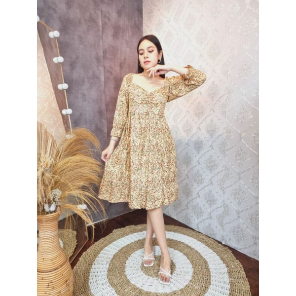 daster bali fuji berry homedress dress lengan panjang viral kekinian kerut dada