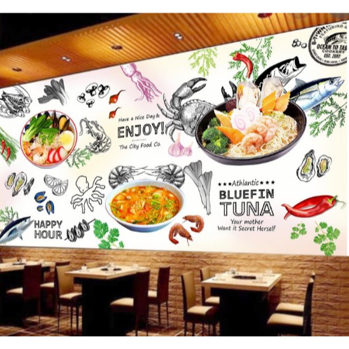 WALLPAPER 3D WALLPAPER CUSTOM WALLPAPER KUSTOM WALLPAPER DINDING SEAFOOD RESTO / RESTAURANT SEAFOOD