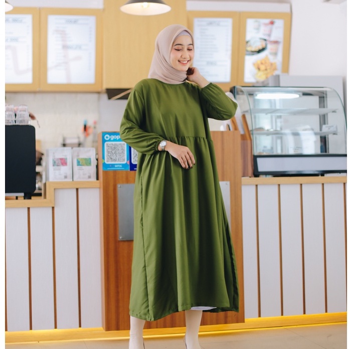 (DBY) TUNIK LUCIU MIDI DRESS DAILY DRESS MOSCREPE