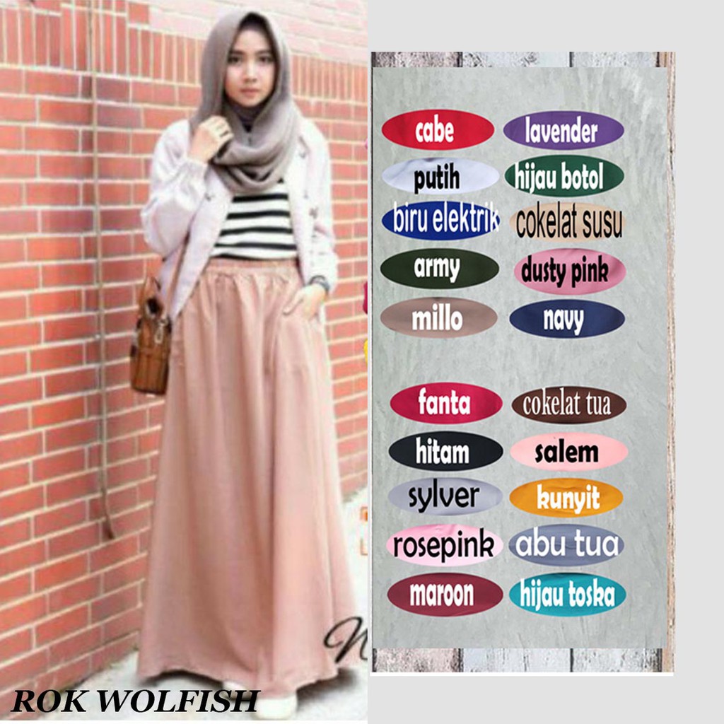 ROK POLOS BASIC SKIRT PANJANG PAYUNG KAIN MOSCREPE-1