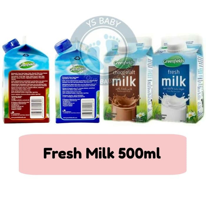 Greenfields Fresh Milk Fullcream / Chocomalt 500ml Greenfield