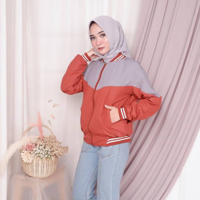 Jaket Bomber Bolak- Balik /Jaket Parasut Premium Orange - SLV ORANGE