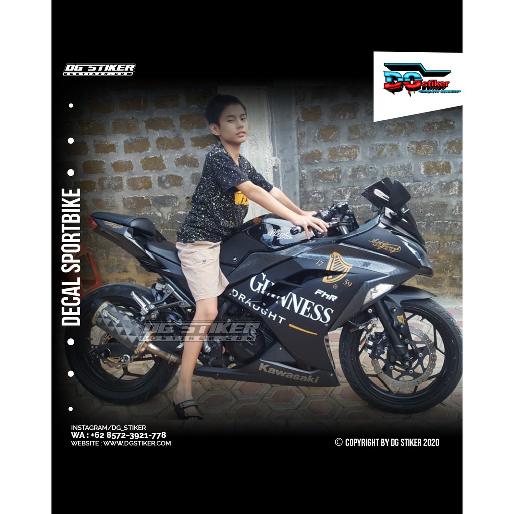 Decal Sticker Ninja 250 Fi Hitam Guinness DG Stiker