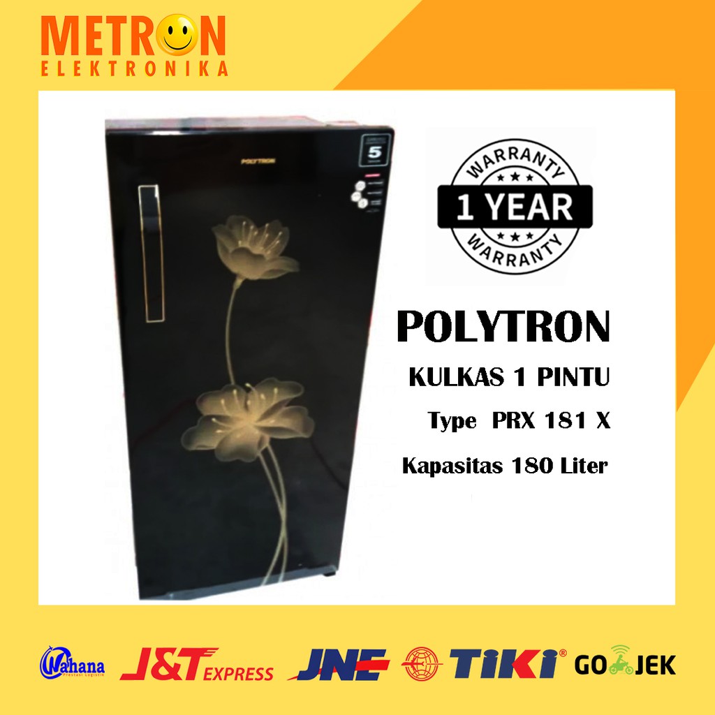 POLYTRON PRX 181 X BLACK METAL KULKAS 1 PINTU 180 LT LITER PRX181