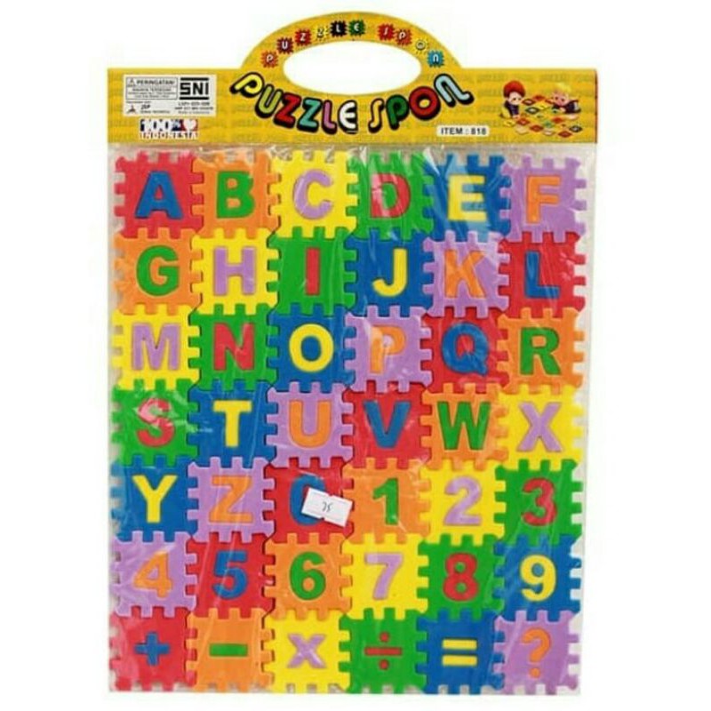 Puzzle Spon Mainan Edukasi Huruf & Angka