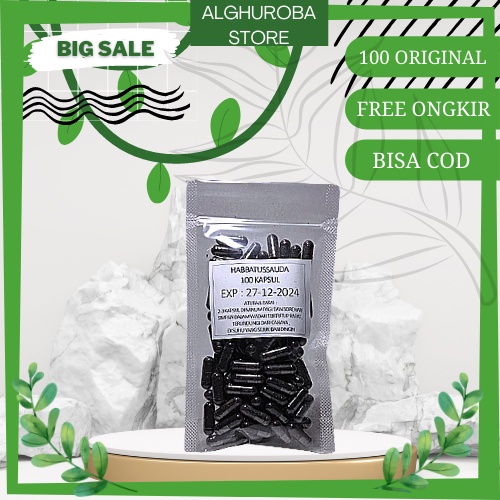 Serbuk Habbatussauda | Jinten Hitam Obat Herb1al Original ( isi 100 pcs ) Bentuk Kapsul.