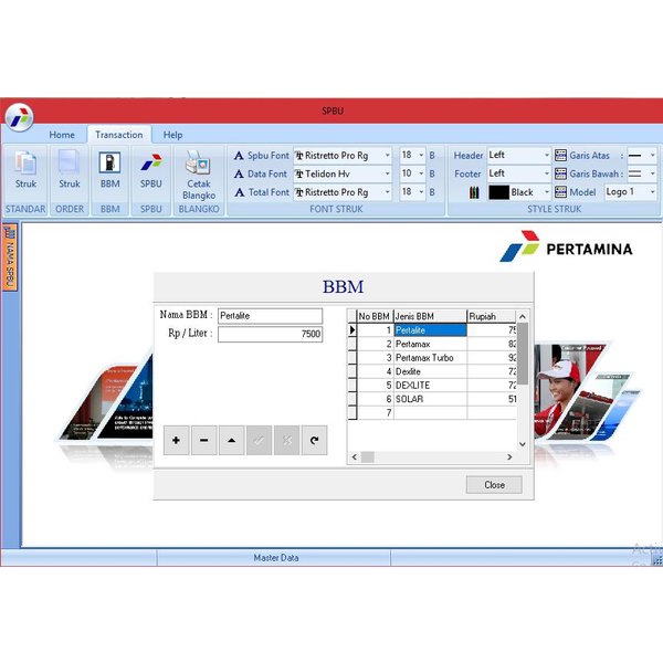 Software SPBU terbaru lengkap BBM dexlite pertalite turbo dll