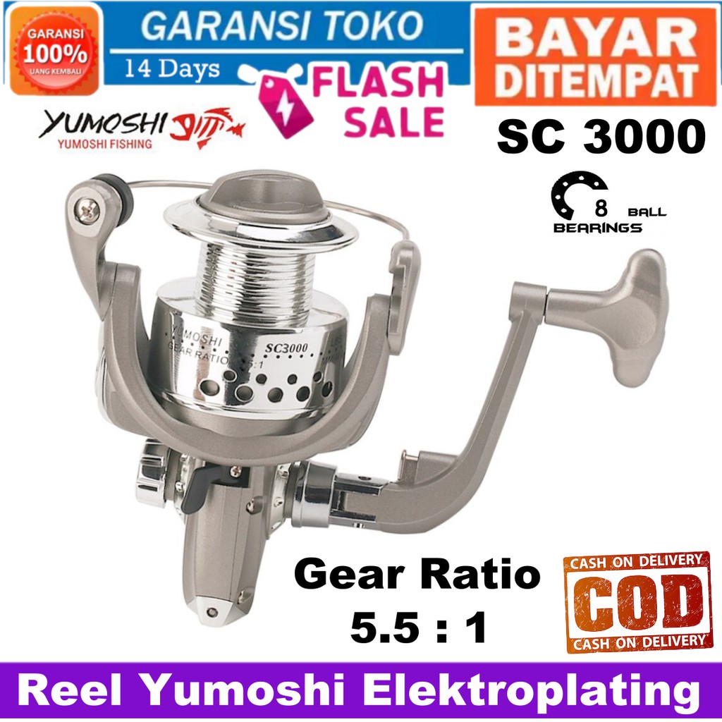 Reel Yumoshi SC 3000 Gulungan Pancing Memancing 8 Ball Bearing Series Electroplating Fishing Reel 8B