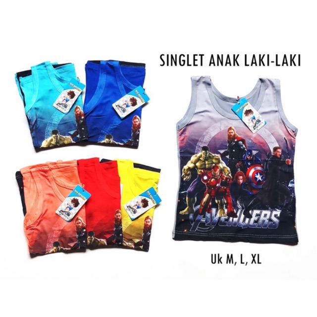 3 PCS SINGLET ANAK COWOK AVERGERS / KAOS DALAM ANAK COWOK KARAKTER AVERGERS