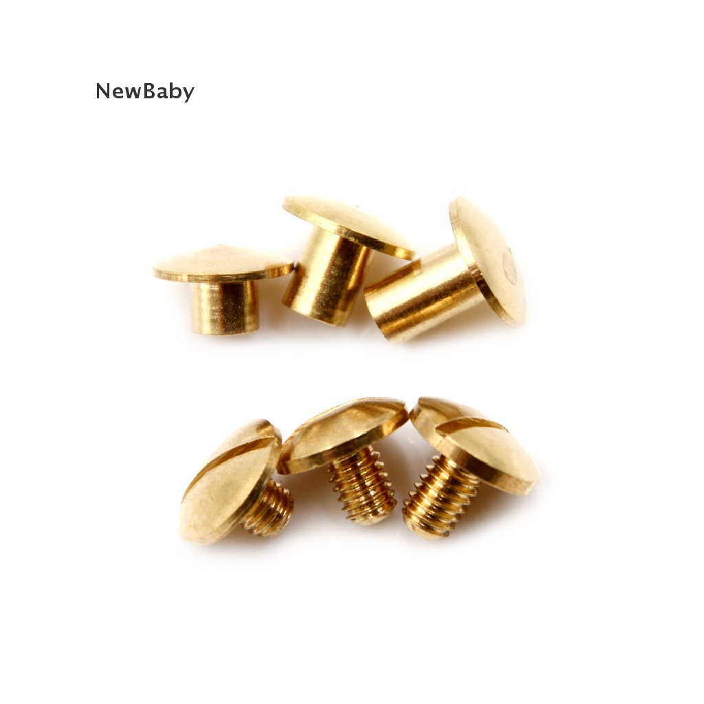 NewBaby 10x Arc Solid Brass Button Stud Screw Nail Screw back Leather Rivet Belt 6mm ID