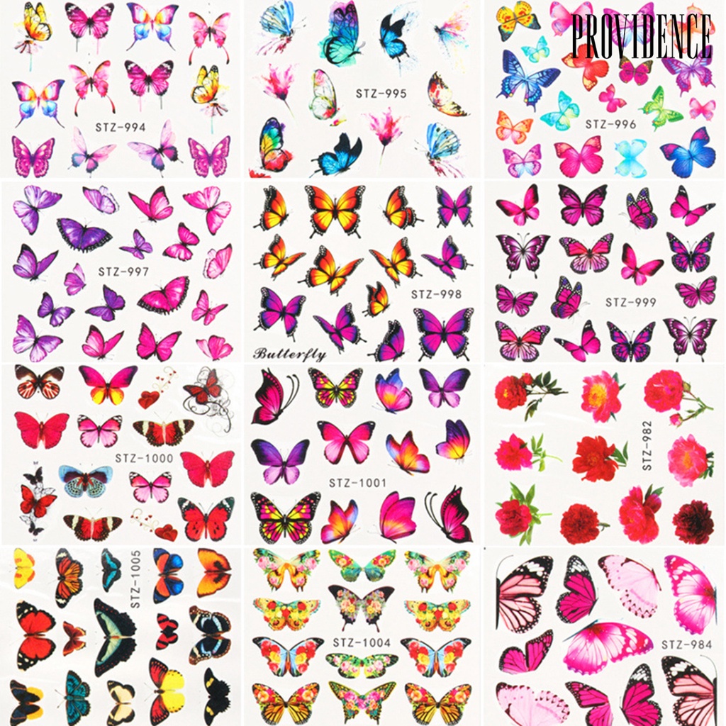 Providence 30Pcs Sticker Self-adhesive Smooth Butterflies Patterns Mutilcolor Nail Art Sticker for Home