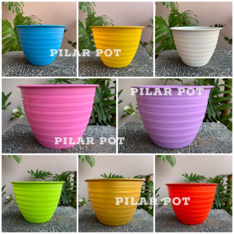 pot bunga tanaman mdn warna warni 18cm model tawon - MDN