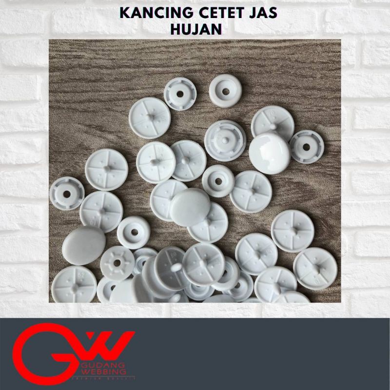 Kancing cetet jas hujan 15 mm | cetet plastik (5gross)
