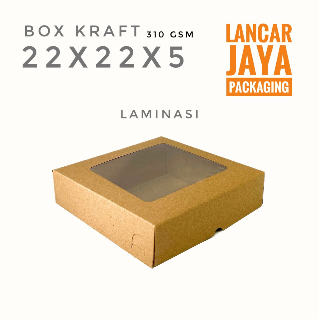 Jual Box Kraft Coklat Kotak Packing Kue Roti Cake Brownies Dus Donat Hampers Jendela Laminasi 4755