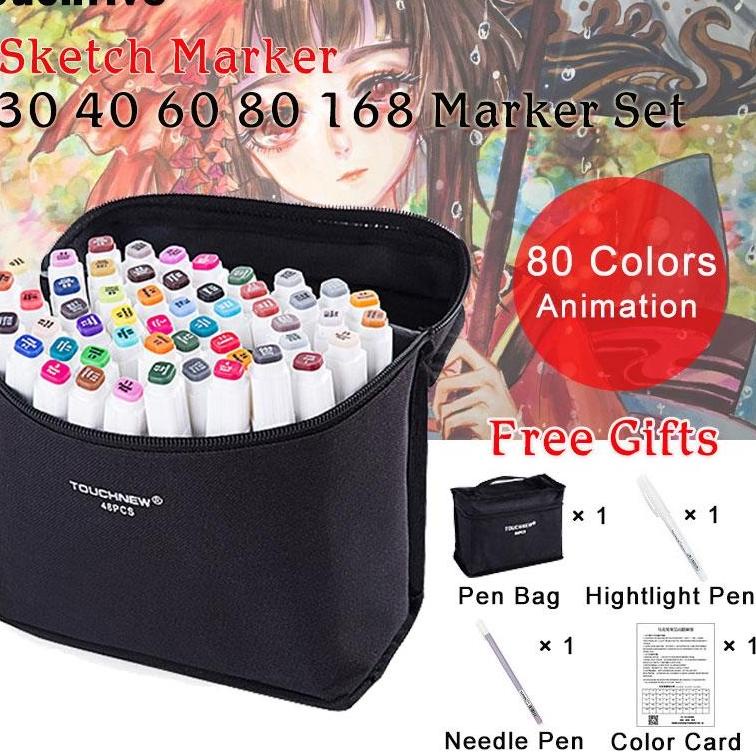 

q7Q1c--TouchFive 30/40/60/80 Warna Sketsa Spidol Umum General Marker Set Animation Markers