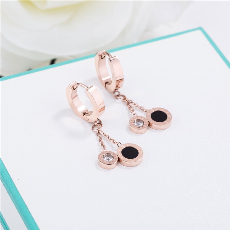 Anting Hoops Titanium Black Diamond Anti Luntur Anti Karat