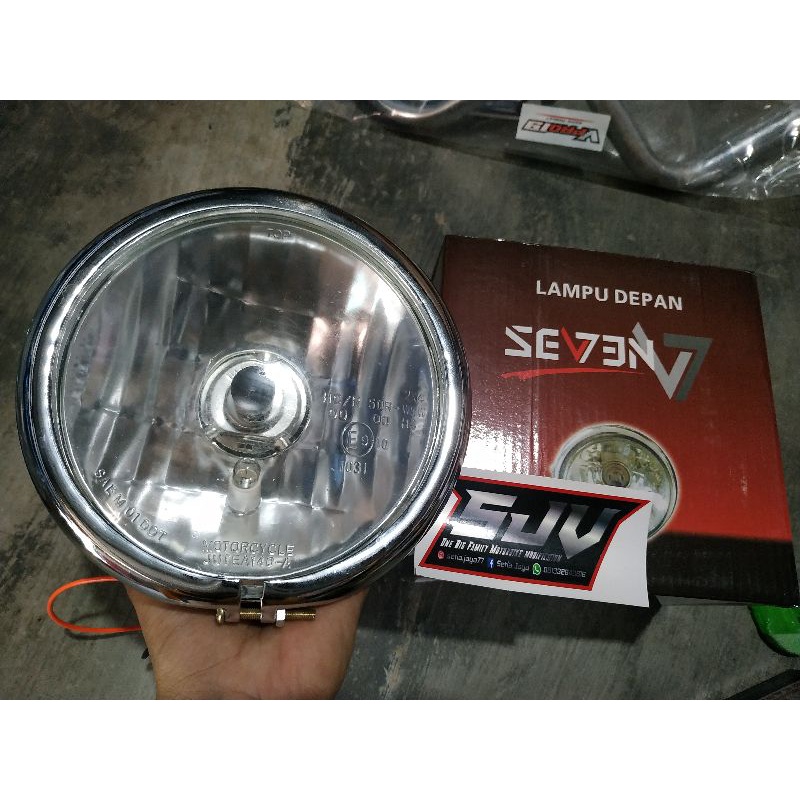 LAMPU DEPAN PESEK JUTE KACA BENING BATOK CHROME   MURAH