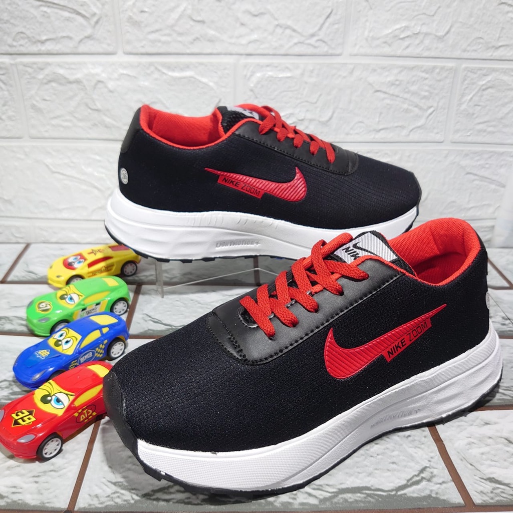 PROMO//SEPATU NIKE ZOOM ANAK TERBARU HITAM PUTIH / SEPATU SNEAKERS IMPORT SEKOLAH HITAM