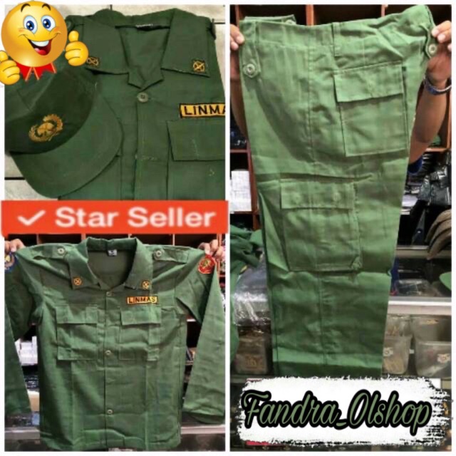 Premium Baju/Seragam/Setelan Hansip/Linmas Plus Topi. Kualitas Terbaik ! Termurah