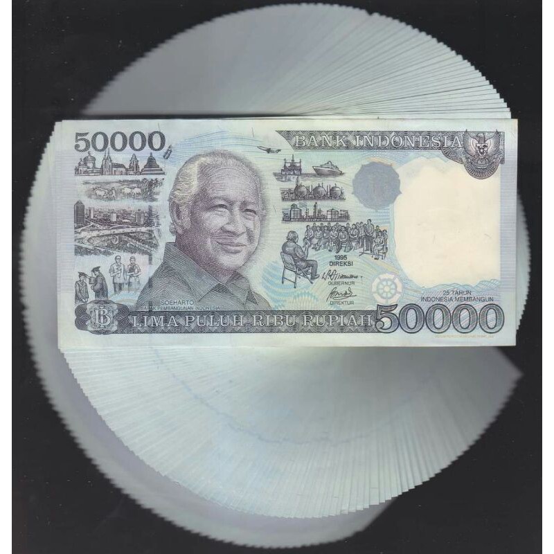 uang kuno 50000 suharto kertas