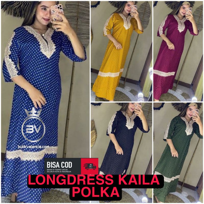 LONGDRESS ARAB RENDA POLKA KAILA  RAYON TEBAL / DASTER RENDA ARAB  / DASTER MURAH