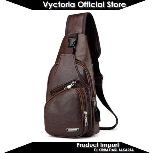 (COD) Vyctoria VOS12634 Tas Selempang Slingbag Pria Crossbody Multifungsi Import JT12634 BQ3208 12634 3208