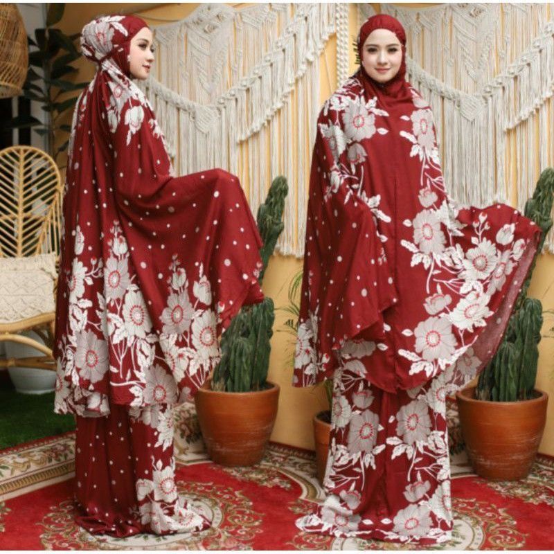 MUKENA BALI MOTIF BUNGA MAWAR BAHAN RAYON MUKENA DEWASA MUKENA ADEM DAN LEMBUT