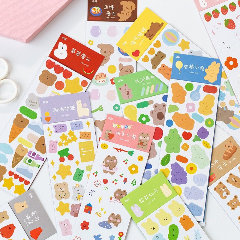 

[SCRIBBLE_ID] 4 Pcs PASTEL COLOR STICKER Stiker Hias Lucu Buku DIY Scrapbook Deco Dekorasi S0037