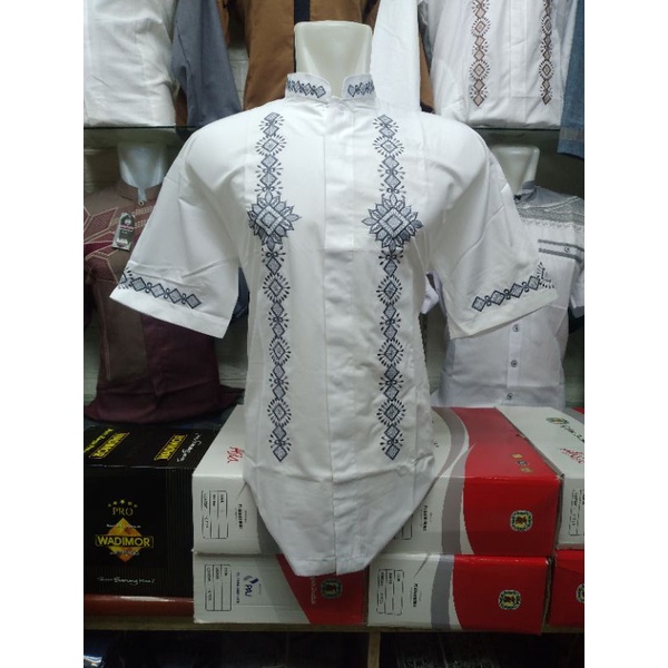 baju koko kerancang padang/baju koko kerancang padang bordir lengan pendek baju koko muslim pria put