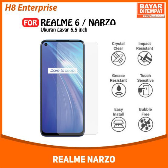 Tempered Glass Realme 6 /  Narzo - Tempered Glass Premium Quality