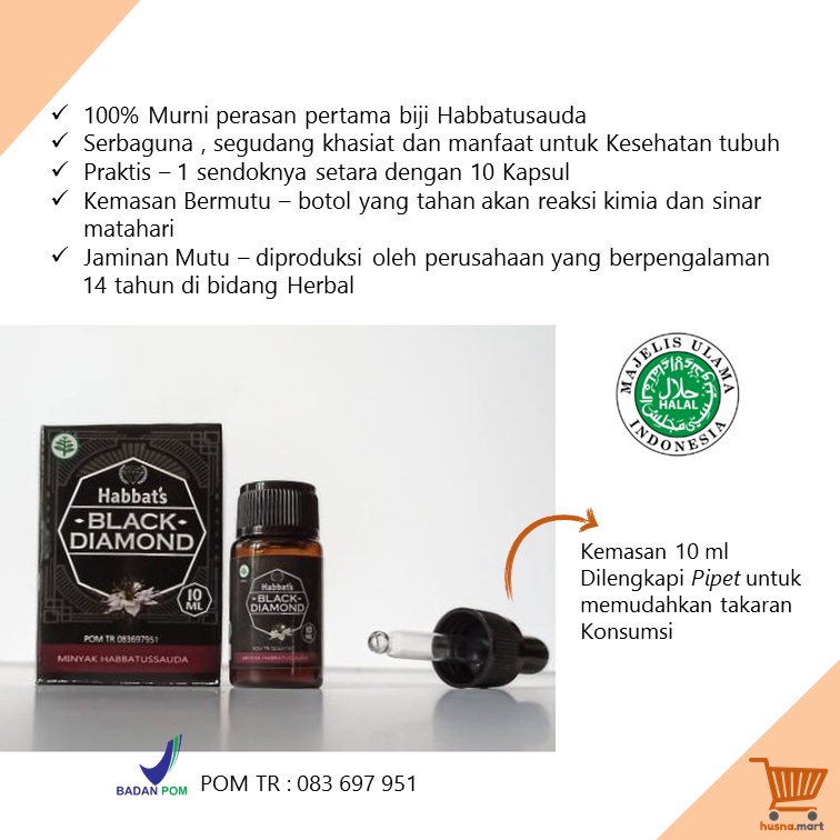 Habbatusauda Cair - Black Diamond Minyak Habbats Murni -  Original kemasan 10 ml