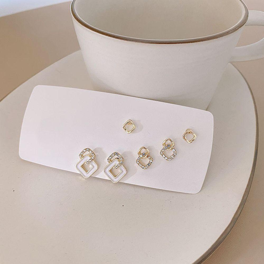 Mxbeauty Women Stud Earrings 6pcs/Set Temperamen Kepribadian Bersinar Berlian Imitasi Gadis Anting Set