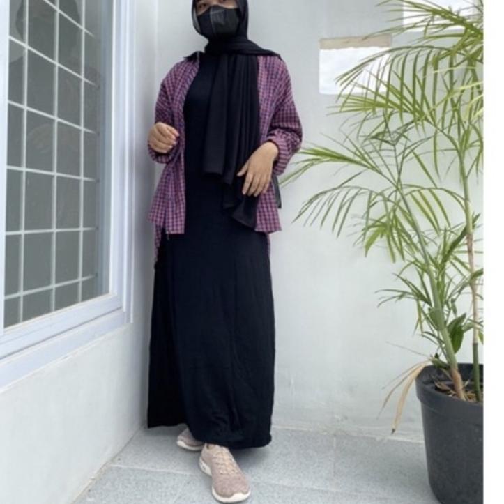 Dijamin Miring harga.. inner dress panjang bahan kaos rayon super tanpa lengan - iner gamis wanita m