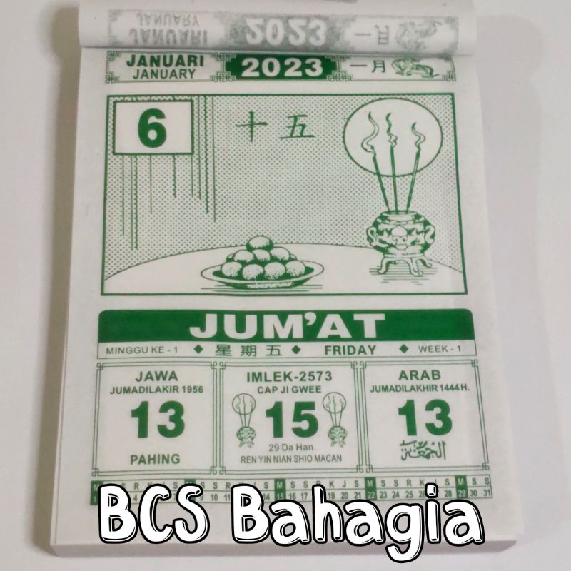 Kalender Calendar Chinese Harian Sobek Tahun Baru 2023 Ukuran Jumbo Besar Lokal China New / Calender Robek Cina Jawa Arab Shio Kelinci Big Size Bagus