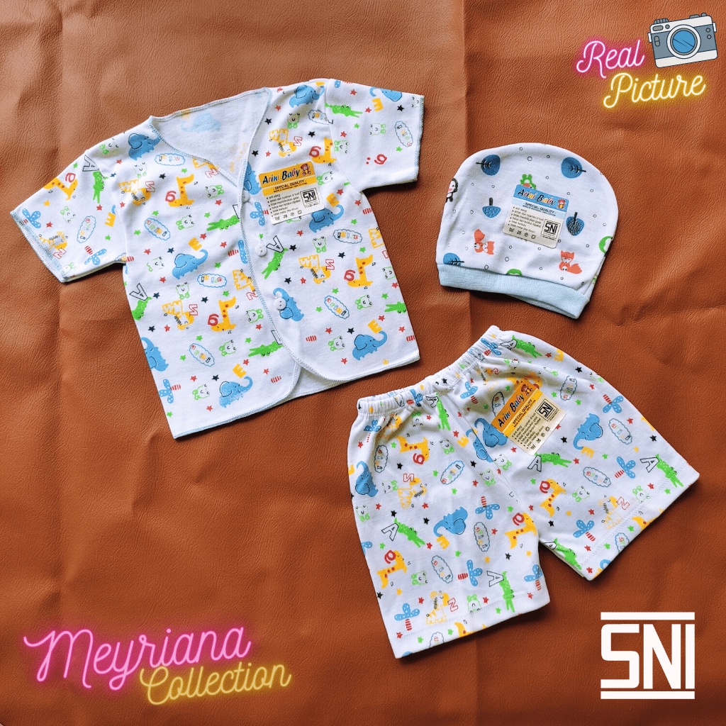 Kualitas SNI - 9 PCS Baju Bayi Pendek Celana Pendek Dan Topi Bayi Baru Lahir Special Quality