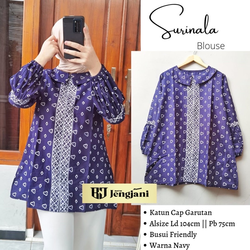 Blouse Batik Lengan Panjang Anjani | Blus kerja | Batik Kerja Wanita Warna Nude Coklat Susu Pastel