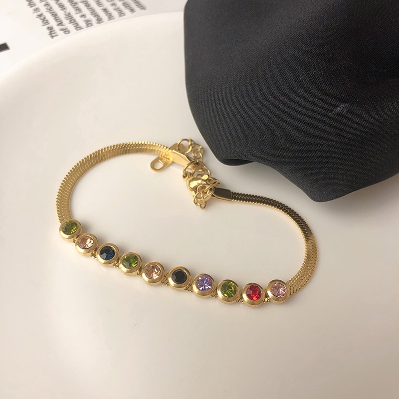 Gelang Tulang Ular Zirkon Kristal Warna-Warni Fashion Versi Korea