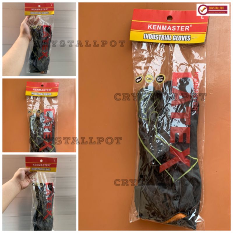 sarung tangan karet latex hand gloves untuk berkebun - KENMASTER HITAM