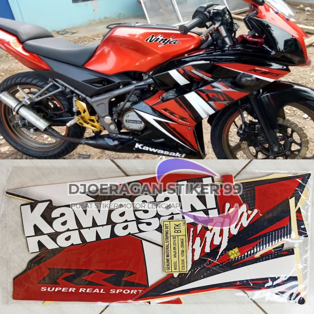Striping Lis Body Motor Ninja RR Special Edition 2014 Hitam Orange / Polet Stiker standar Ninja RR 2