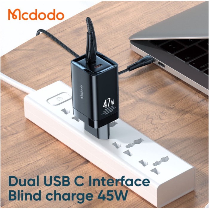 MCDODO CH-565 Charger USB Type C To Type C Fast Charging Dual Port 47W