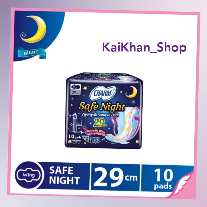 CHARM Pembalut Safe Night 29cm Wing [isi 10pads]